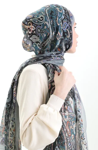 Châle En Laine Tokyo 0003-08 Pétrole Clair 0003-08