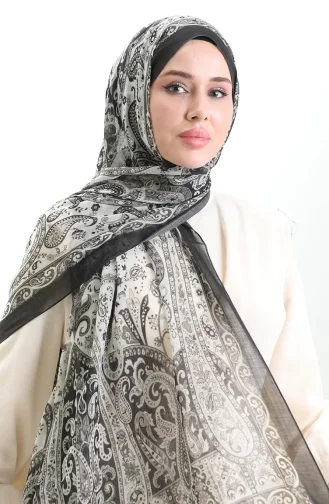 Châle En Laine Tokyo 0003-09 Noir Gris Argent 0003-09