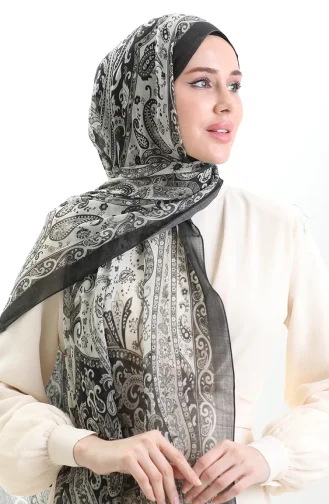 Châle En Laine Tokyo 0003-09 Noir Gris Argent 0003-09