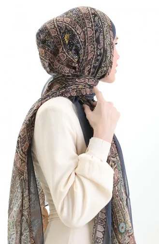 Tokyo Wool Shawl 0004-01 Navy Blue 0004-01