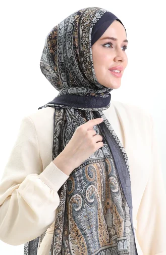 Châle En Laine Tokyo 0004-03 Bleu 0004-03