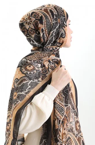 Tokyo Wool Shawl 0007-03 Black Beige 0007-03
