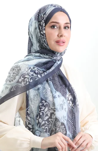 Châle En Laine Tokyo 0009-02 Bleu 0009-02