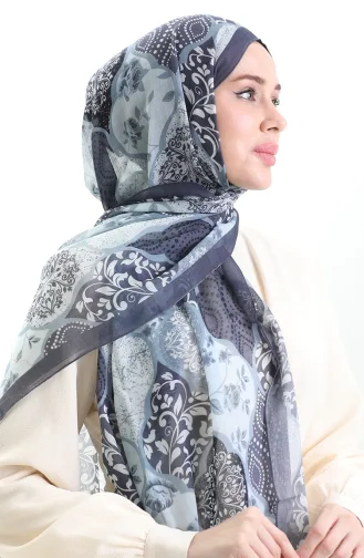 Châle En Laine Tokyo 0009-02 Bleu 0009-02