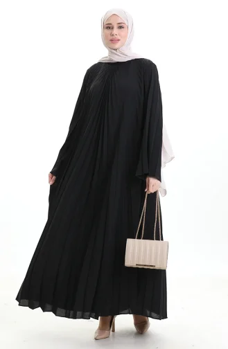 Büyük Beden Piliseli Soley Elbise 0163-01 Siyah