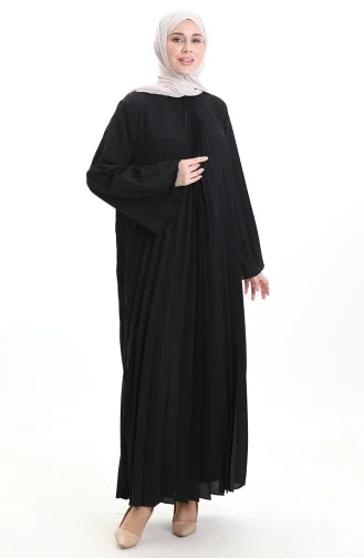 Büyük Beden Piliseli Soley Elbise 0163-01 Siyah