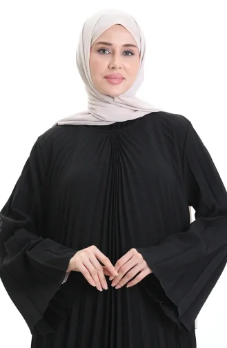 Büyük Beden Piliseli Soley Elbise 0163-01 Siyah