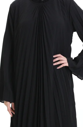 Büyük Beden Piliseli Soley Elbise 0163-01 Siyah