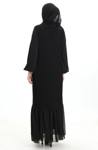 فستان مطوي مع تنورة مكشكشة 0171-01 أسود 0171-01