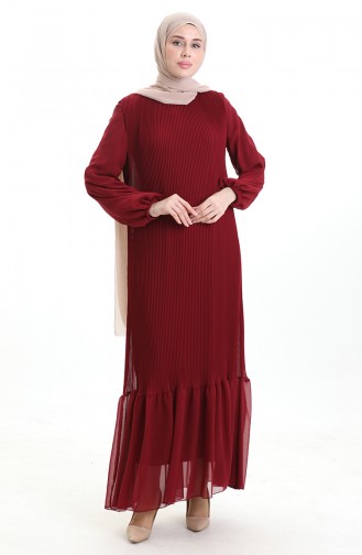 Weinrot Hijab Kleider 0171-02