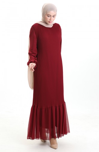 Weinrot Hijab Kleider 0171-02