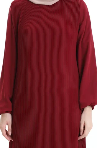 فستان مطوي مع تنورة مكشكشة 0171-02 عنابي 0171-02