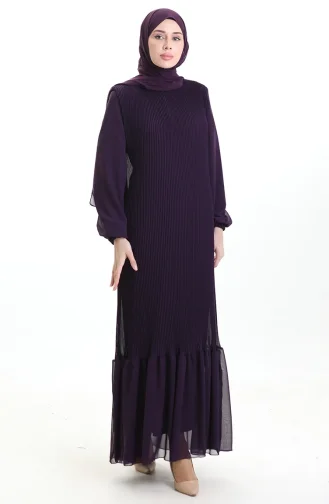 Boydan Piliseli Eteği Fırfırlı Elbise 0171-03 Mor