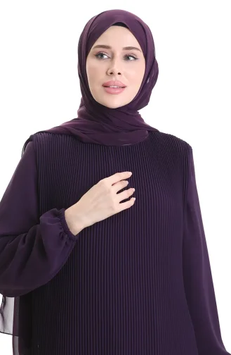 Boydan Piliseli Eteği Fırfırlı Elbise 0171-03 Mor