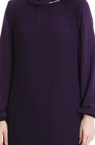 Boydan Piliseli Eteği Fırfırlı Elbise 0171-03 Mor