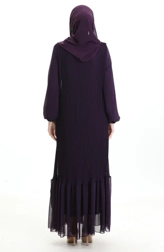 Boydan Piliseli Eteği Fırfırlı Elbise 0171-03 Mor