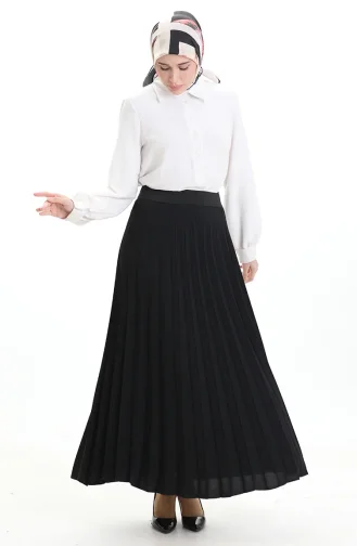 تنورة سولي مطوية 0169-01 سوداء 0169-01