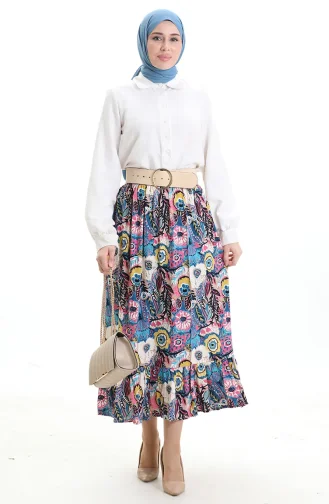 Elastic Waist Viscose Skirt 2105-03 Fuchsia Saxe 2105-03