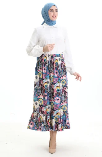 Elastic Waist Viscose Skirt 2105-03 Fuchsia Saxe 2105-03