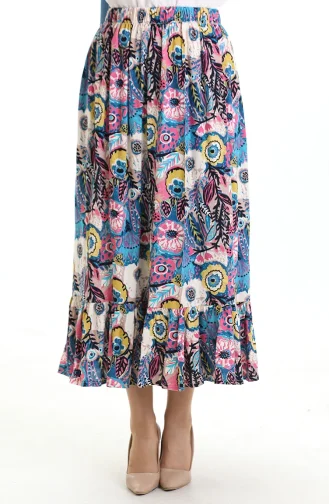 Elastic Waist Viscose Skirt 2105-03 Fuchsia Saxe 2105-03