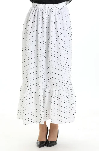 تنورة من قماش الكريب بخصر مرن 2106-01 أبيض 2106-01