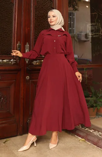 Ensemble Deux Pièces Chemise Et Jupe 11310-02 Bordeaux 11310-02