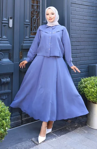 Ensemble Deux Pièces Chemise Et Jupe 11310-03 Bleu 11310-03