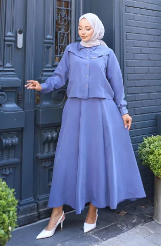 Ensemble Deux Pièces Chemise Et Jupe 11310-03 Bleu 11310-03