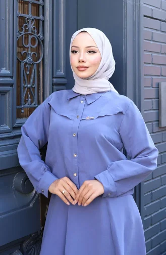 Ensemble Deux Pièces Chemise Et Jupe 11310-03 Bleu 11310-03