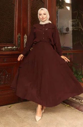 Ensemble Deux Pièces Chemise Et Jupe 11310-04 Marron 11310-04