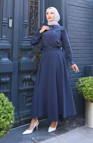 Ensemble Deux Pièces Chemise Et Jupe 11310-05 Bleu Marine 11310-05