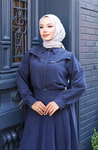 Ensemble Deux Pièces Chemise Et Jupe 11310-05 Bleu Marine 11310-05