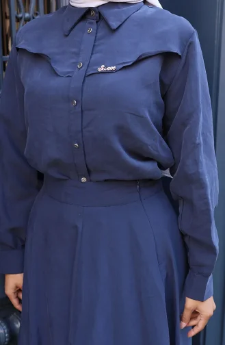 Ensemble Deux Pièces Chemise Et Jupe 11310-05 Bleu Marine 11310-05