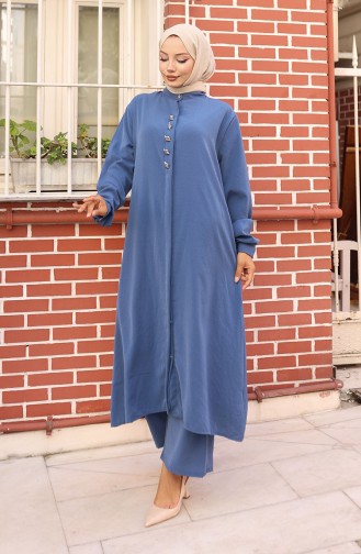 Aerobin Kumaş Tunik Pantolon İkili Takım 2103-01 İndigo