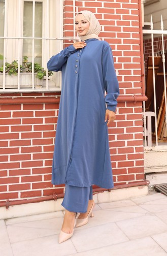 Aerobin Kumaş Tunik Pantolon İkili Takım 2103-01 İndigo