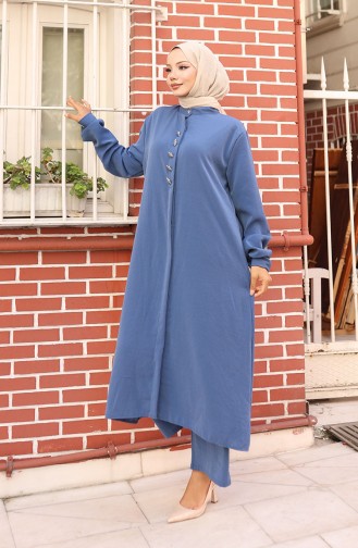 Aerobin Kumaş Tunik Pantolon İkili Takım 2103-01 İndigo