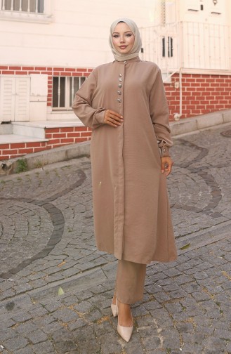 Aerobin Kumaş Tunik Pantolon İkili Takım 2103-03 Vizon