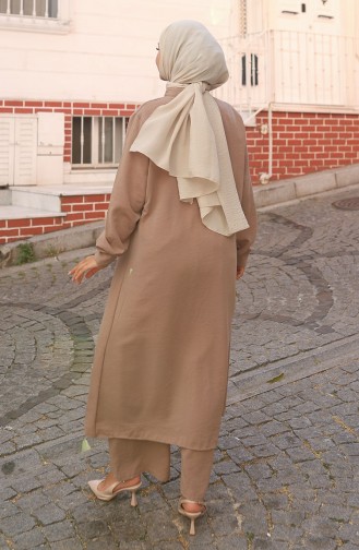 Aerobin Kumaş Tunik Pantolon İkili Takım 2103-03 Vizon