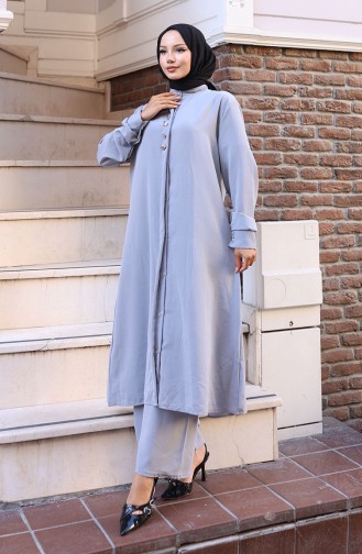 Aerobin Kumaş Tunik Pantolon İkili Takım 2103-04 Gri