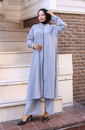 Aerobin Kumaş Tunik Pantolon İkili Takım 2103-04 Gri