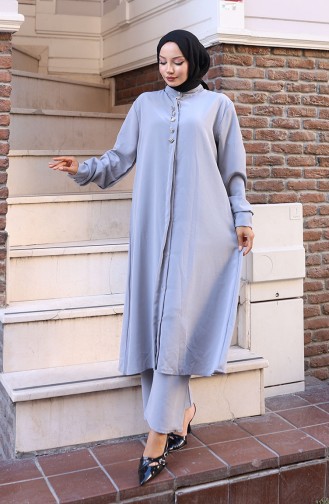 Aerobin Kumaş Tunik Pantolon İkili Takım 2103-04 Gri