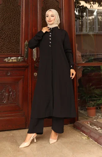 Aerobin Fabric Tunic Trousers Two Piece Suit 2103-05 Black 2103-05