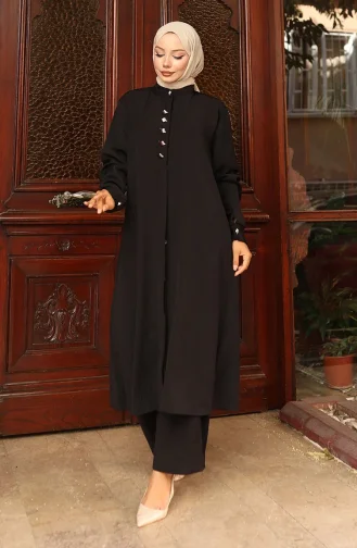 Aerobin Fabric Tunic Trousers Two Piece Suit 2103-05 Black 2103-05