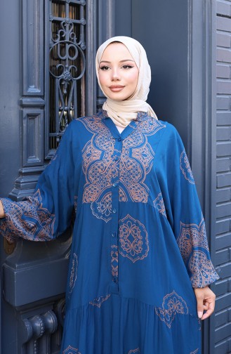 Petroleum Hijab Kleider 5581-02