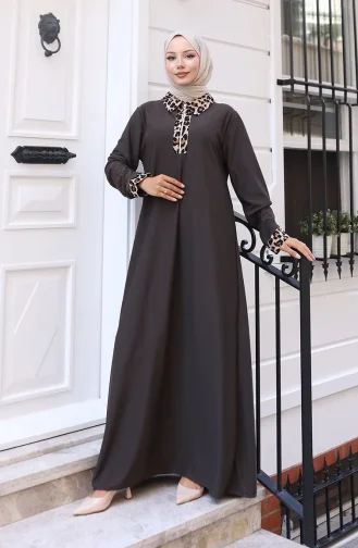 Leopardenmuster Kleid 0119-02 Anthrazit 0119-02