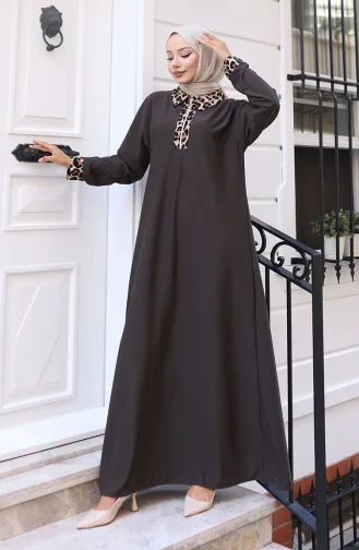 Leopardenmuster Kleid 0119-02 Anthrazit 0119-02