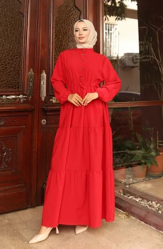 Kleid Mit Taillenband 2101-01 Rot 2101-01
