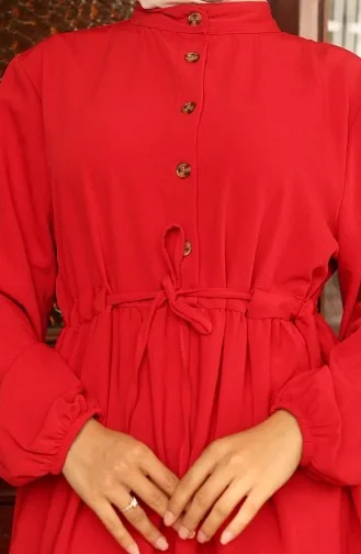 Kleid Mit Taillenband 2101-01 Rot 2101-01