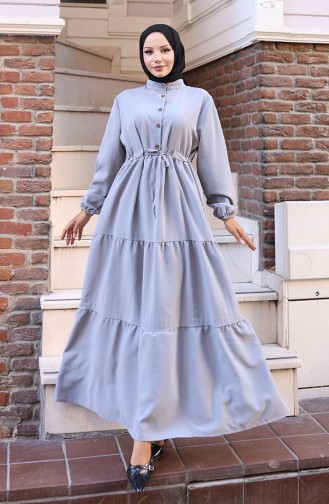 Grau Hijab Kleider 2101-04