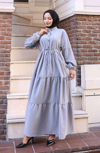 Grau Hijab Kleider 2101-04